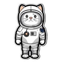 funny cute cat in astronaut suit in the galaxy sticker png