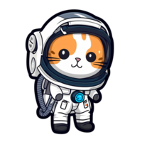 funny cute cat in astronaut suit in the galaxy sticker png