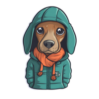 Cute dog cozy sticker png