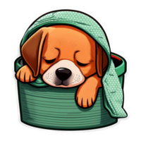 Cute dog cozy sticker png