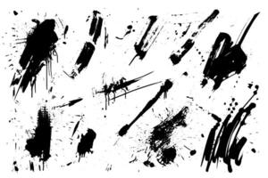 Black Ink Splash Line Set Grunge Elements for Artistic Designs. vector