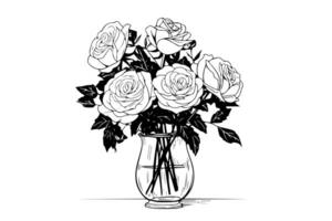 Rose flower hand drawn ink sketch. Engraving style illustration. vector