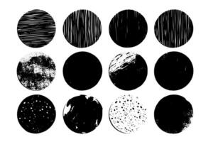 Abstract Ink Circle Shape Set Grungy Frames and Coffee Stains. vector