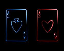 Illustration of playing cards with neon effect. vector