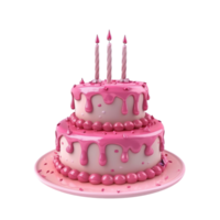 a pink cake with candles on it AI-Generated png