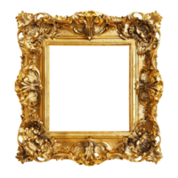 gold frame with ornate design on transparent background AI-Generated png