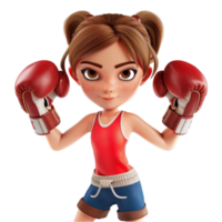 tecknad serie flicka med boxning handskar ai-genererad png