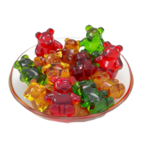 gummiartig Bären im ein Schüssel auf ein transparent Hintergrund KI-generiert png