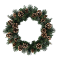 Christmas wreath with pine cones and fir cones on a transparent background AI-Generated png