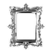 a silver frame with ornate design on a transparent background AI-Generated png