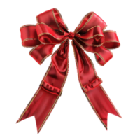 red bow with gold ribbon on transparent background AI-Generated png