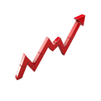 3d rot Pfeil Graph Diagramm auf transparent Hintergrund KI-generiert png