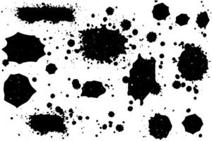 Abstract Black Splash and Splat Background with Ink Blot Texture. vector