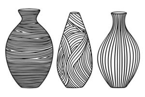 Set of ancient vase hand drawn ink sketch. Engraved style illustration. vector