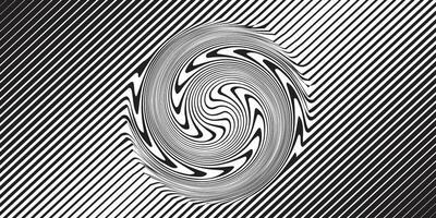 trama de semitonos remolino degradado modelo. circular modelo rayas en negro blanco. aislado objeto en blanco antecedentes. vector