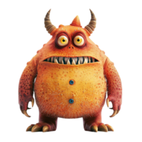 een oranje monster met hoorns en groot ogen ai-gegenereerd png