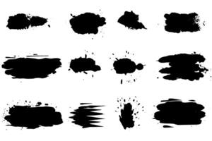 Eroded paintbrush set, brush strokes templates. Grunge design elements for social media. Rectangle text boxes or speech bubbles. Dirty distress texture background. vector