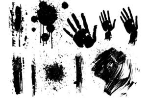 Ink and Paint Collection Black Splash, Stain, and Grunge Texture Set. vector