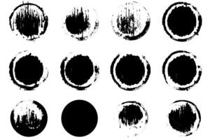 Grunge texture brush circles.Hand drawn paintbrush round shape. Watercolor stroke circles. Set of illustration. vector