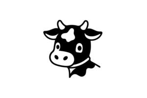 Minimalistic ink silhouette cow logotype,label or emblem design isolated on white background. illustration. vector