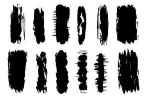 Eroded paintbrush set, brush strokes templates. Grunge design elements for social media. Rectangle text boxes or speech bubbles. Dirty distress texture background. vector