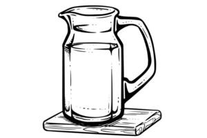 jug or pitcher hand drawn ink sketch. Engraved style illustration. vector