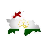 isolated illustration with national flag with shape of Tajikistan map simplified. Volume shadow on the map. White background vector