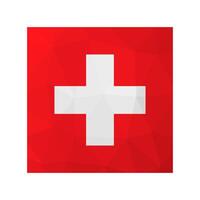 isolated illustration. National Swiss flag with white background, red background. Official symbol of Switzerland. Creative design in low poly style with triangular shapes. Gradient effect. vector