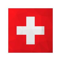 isolated illustration. National Swiss flag with white background, red background. Official symbol of Switzerland. Creative design in low poly style with triangular shapes. Gradient effect. vector