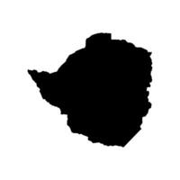 isolated simplified illustration icon with black silhouette of Zimbabwe map. White background vector