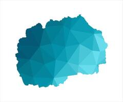 illustration with simplified blue silhouette of North Macedonia map. Polygonal triangular style. White background. vector