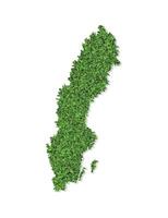 isolated simplified illustration icon with green grassy silhouette of Sweden map. White background vector