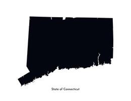 isolated simplified illustration icon with black map silhouette of State of Connecticut USA. White background vector