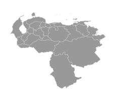 isolated illustration of simplified administrative map of Venezuela. Borders of the provinces, regions. Grey silhouettes. White outline. vector