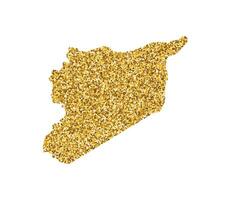 aislado ilustración con simplificado Siria mapa. decorado por brillante oro Brillantina textura. nuevo año y Navidad Días festivos decoración para saludo tarjeta. vector