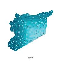 isolated geometric illustration with simple icy blue shape of Syria map. Pixel art style for NFT template. Dotted logo with gradient texture for design on white background vector