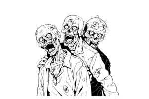 Zombie hand drawn ink sketch. Engraved style illustration. vector