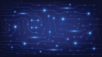 abstract technology background. circuit board with blue light glowing vector