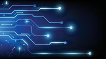 futuristic circuit board with light glowing on blue background vector