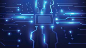 hi tech chip with circuit board background. abstract futuristic line with blue light vector