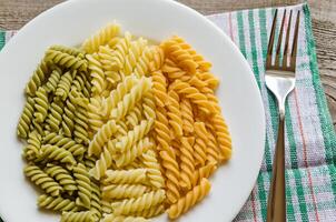 Fusilli pasta closeup photo