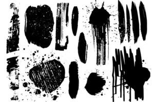 Ink and Paint Collection Black Splash, Stain, and Grunge Texture Set. vector