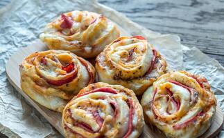 Pizza rolls closeup photo