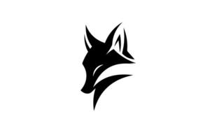 Fox head or face hand drawn ink silhouette. Logotype, emblem or mascot illustration design. vector