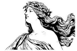 Aphrodite head hand drawn ink sketch. Engraved style illustration. vector