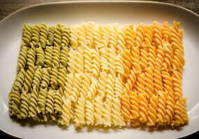 Fusilli pasta italian flag photo