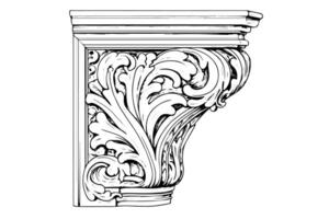 Vintage Baroque Molding Ornate Stucco Fringe in Classic Victorian Style Element. vector