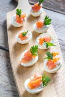 Salmon cream cheese deviled eggs photo