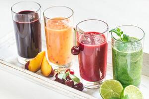 Fruit and vegetable smoothies photo