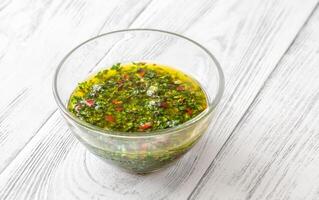 Bowl of Chimichurri sauce photo